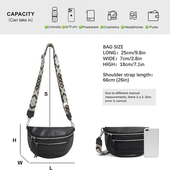 Stylish Leather Fanny Pack Small Sling Bag - Versatile 9.8'' Accessory - Picture 2 of 6